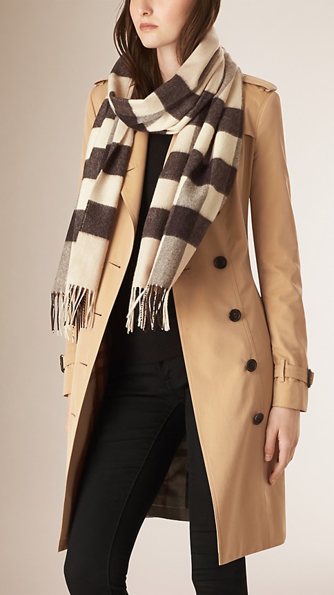 Giant Exploded Check Cashmere Scarf Stone | Burberry