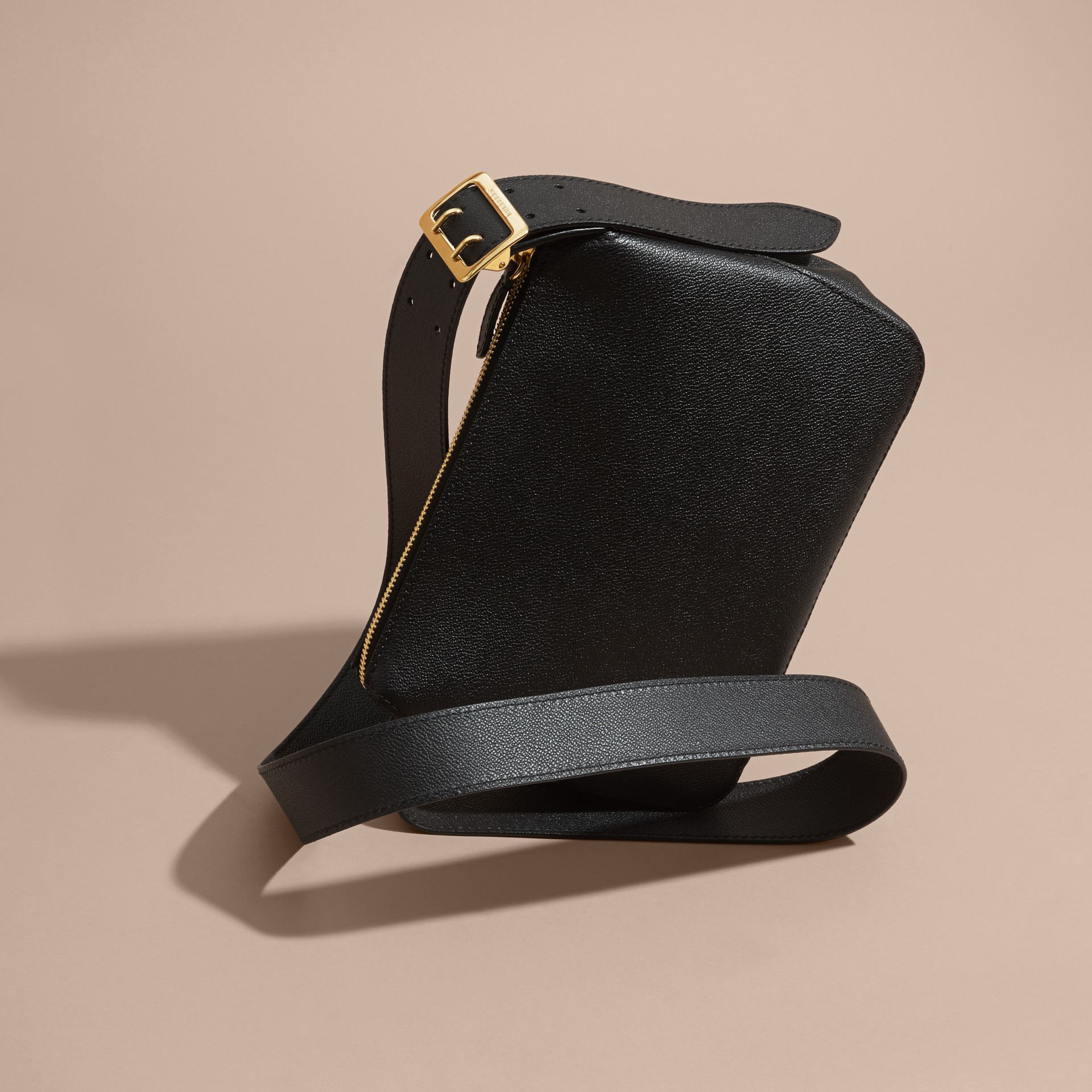 Buckle Detail Leather Crossbody Bag Black Burberry