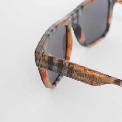 burberry check detail square frame sunglasses