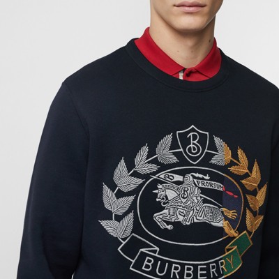 burberry embroidered crest jersey hoodie