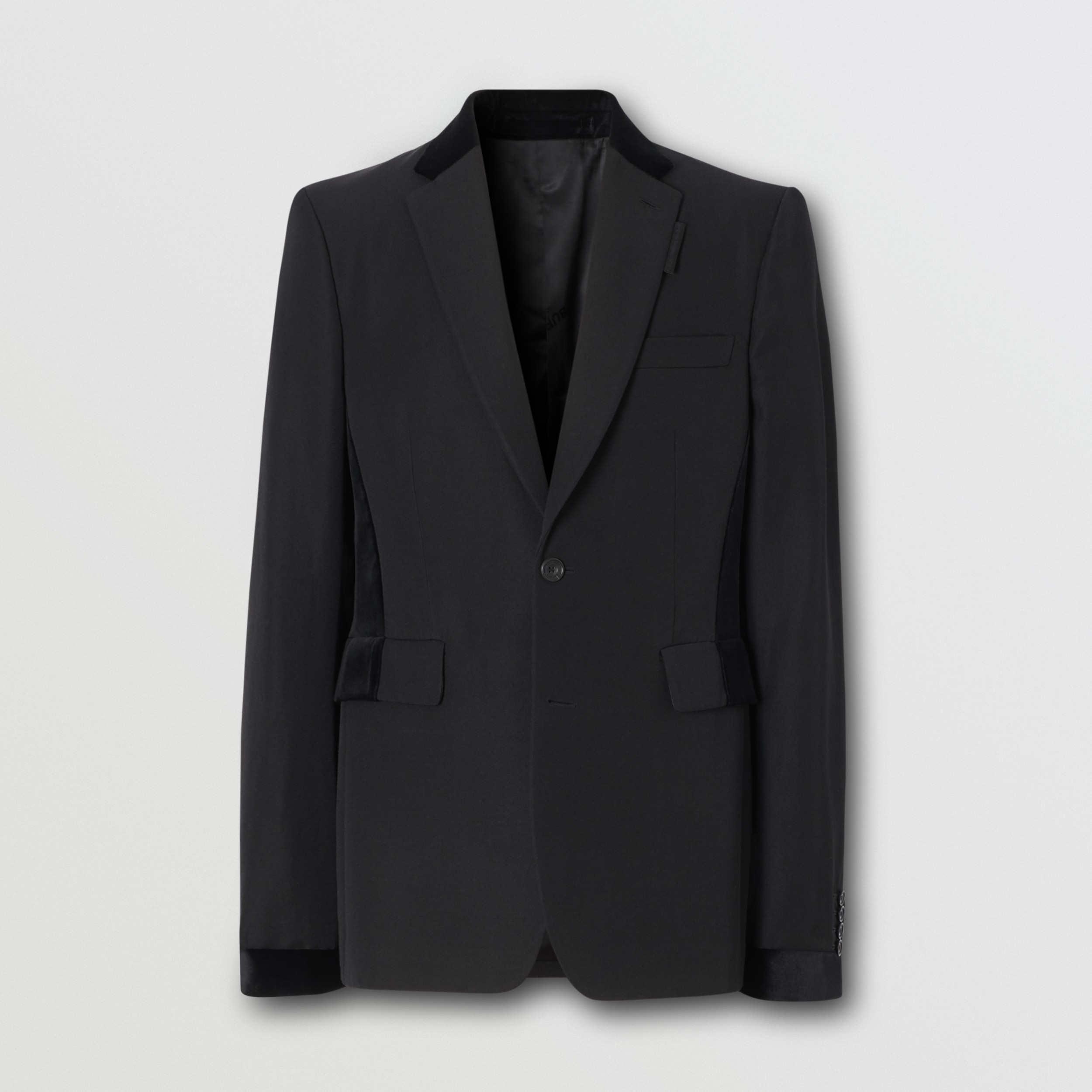 Classic Fit Velvet Trim Wool Tailored Jacket in Black - Men | Burberry ...