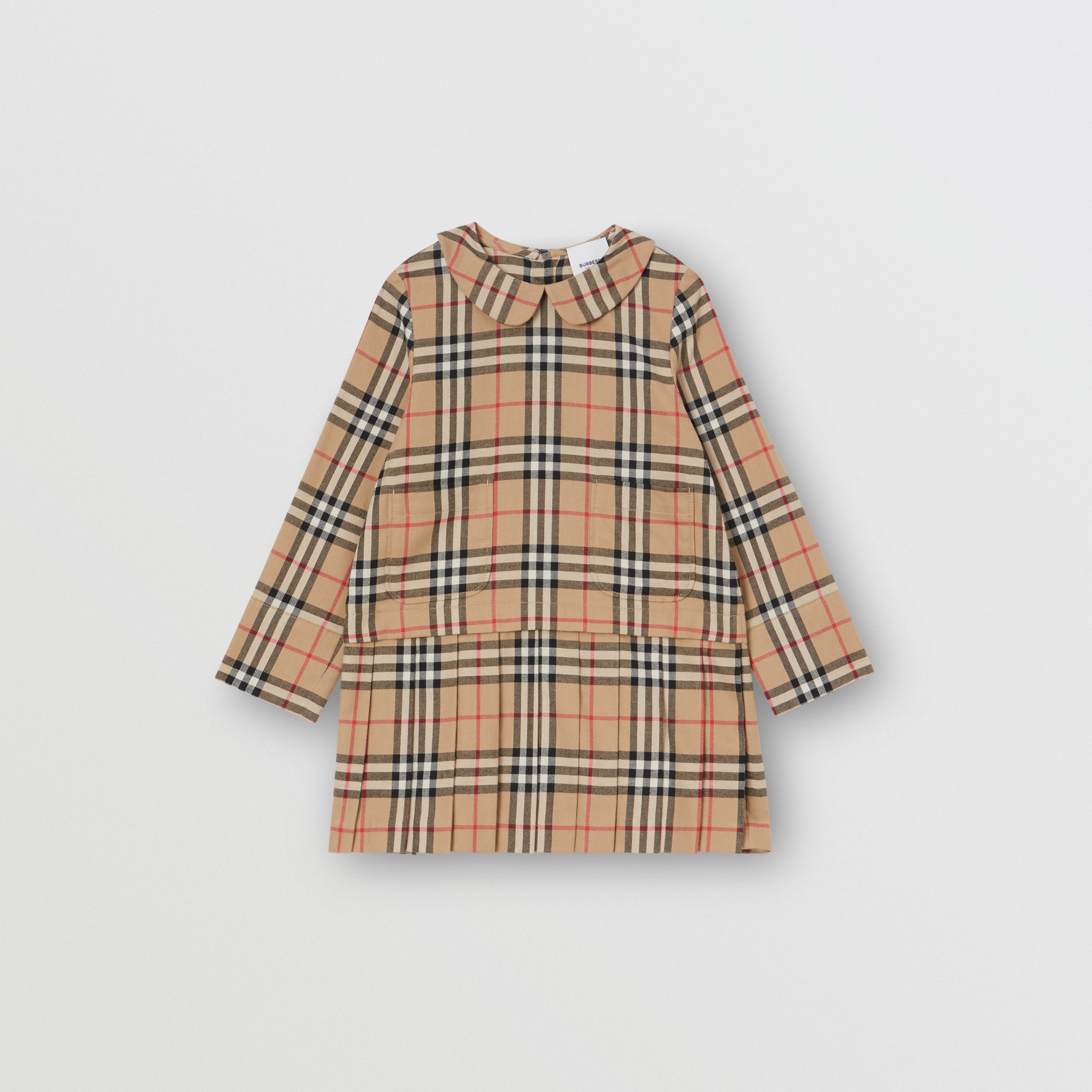 Peter Pan Collar Vintage Check Cotton Dress in Archive Beige | Burberry ...