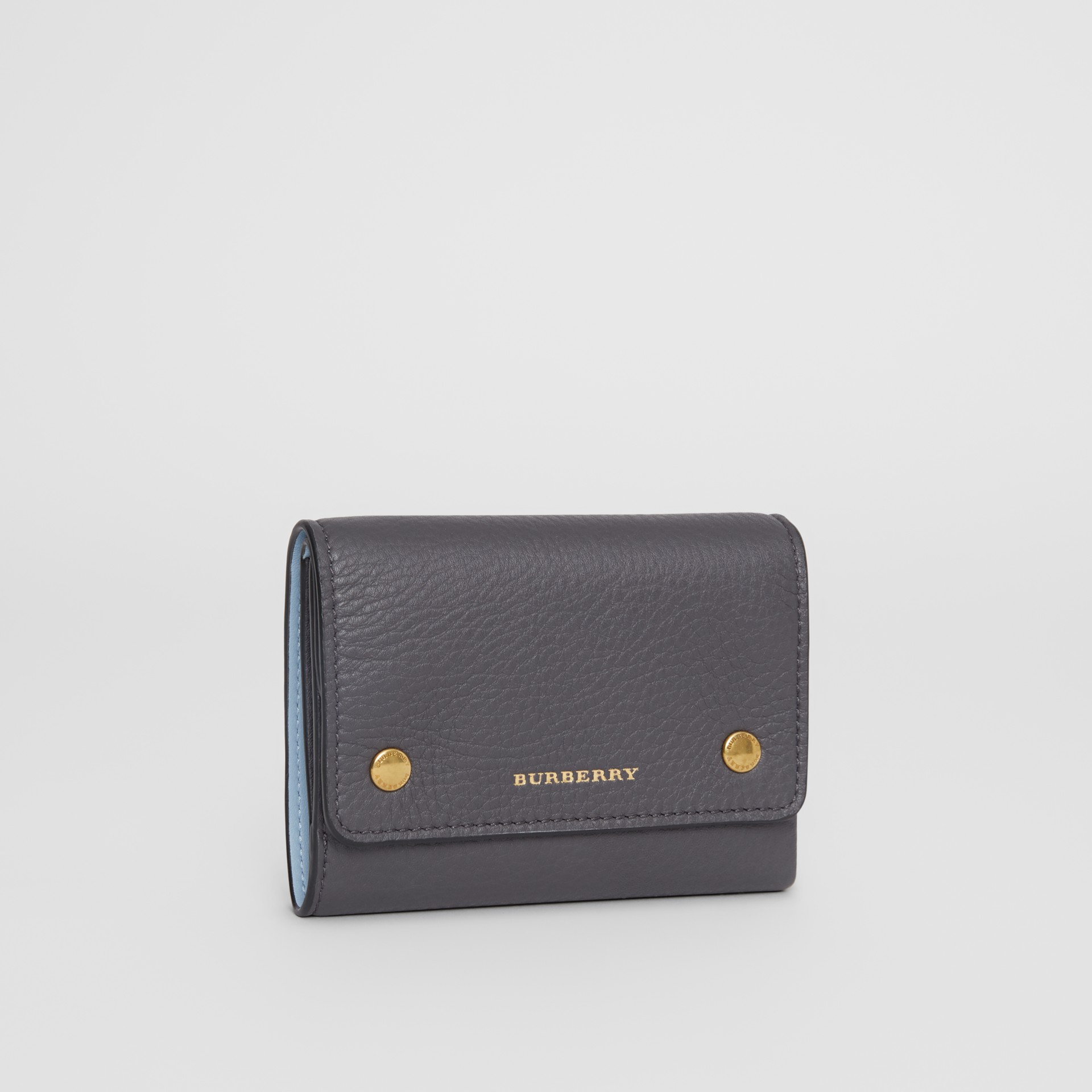 Small Leather Folding Wallet in Charcoal Grey - Women | Burberry United
