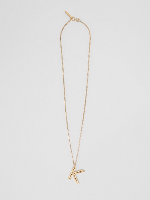 Burberry ‘k' Alphabet Charm Gold-plated Necklace In Light Gold