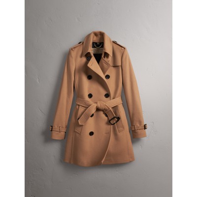 Wool Cashmere Trench Coat in Camel 