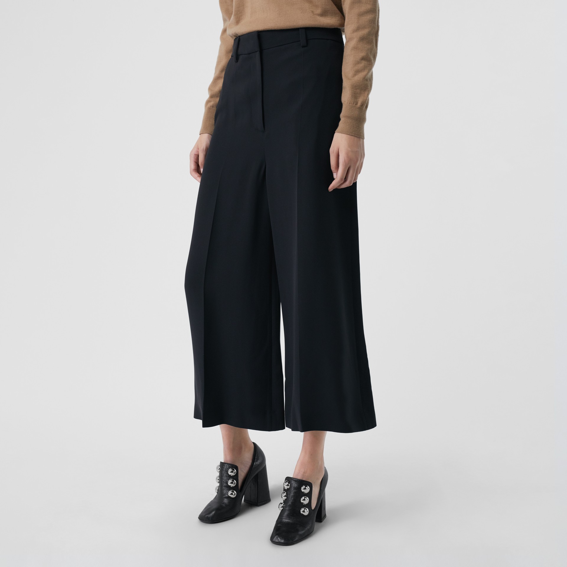 Silk Wool Tailored Culottes in Black - Women | Burberry United States