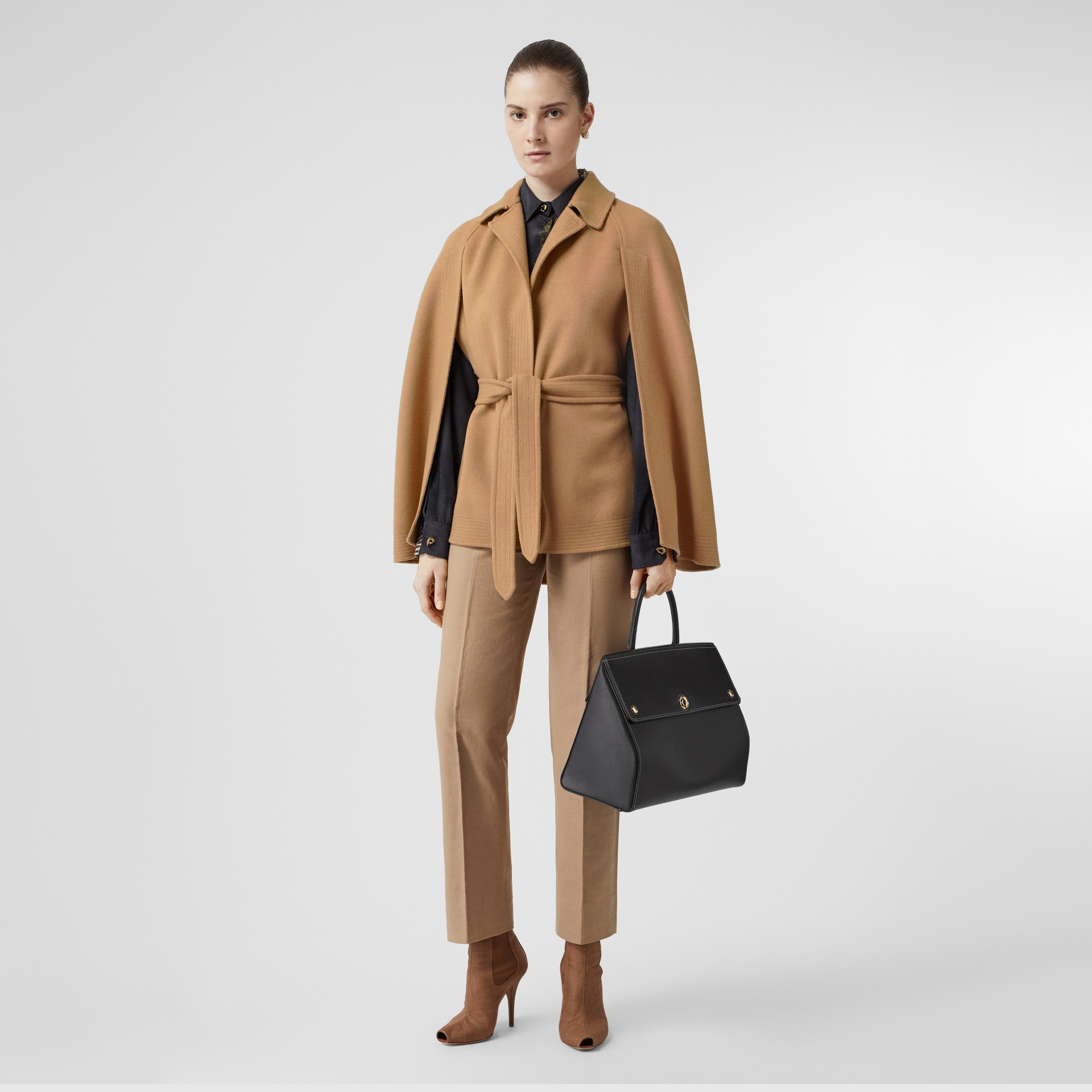 BURBERRY Double-faced Camel Hair Belted Cape