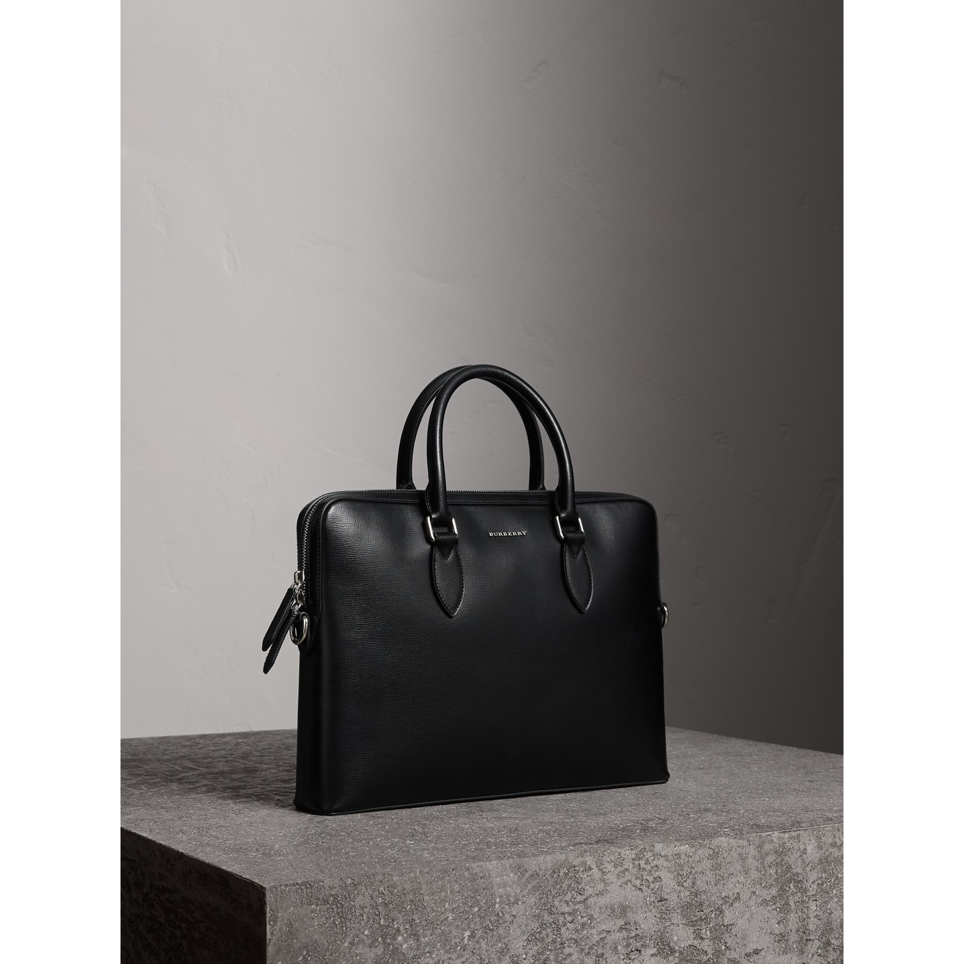 Burberry 'New London' Calfskin Leather Briefcase - Black | ModeSens