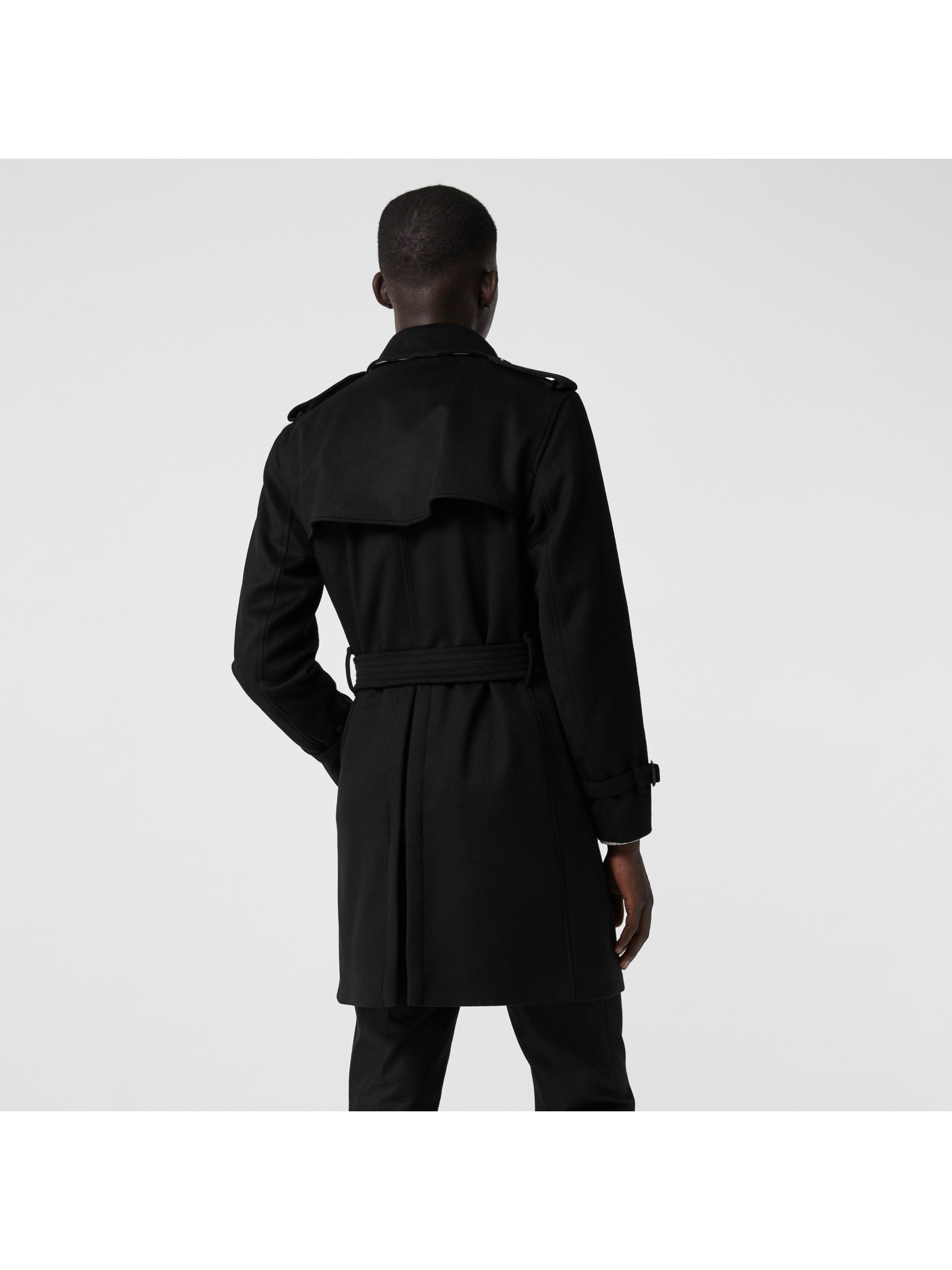 羊毛混纺 trench 风衣 (黑色) - 男士 | burberry 博柏利
