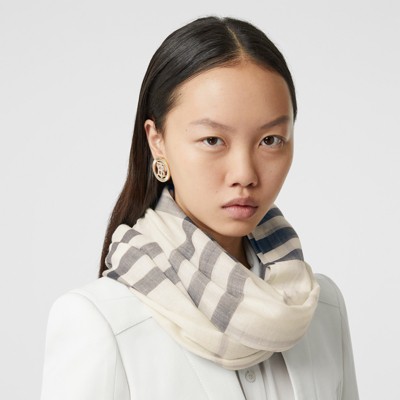 burberry women's check wool silk scarf