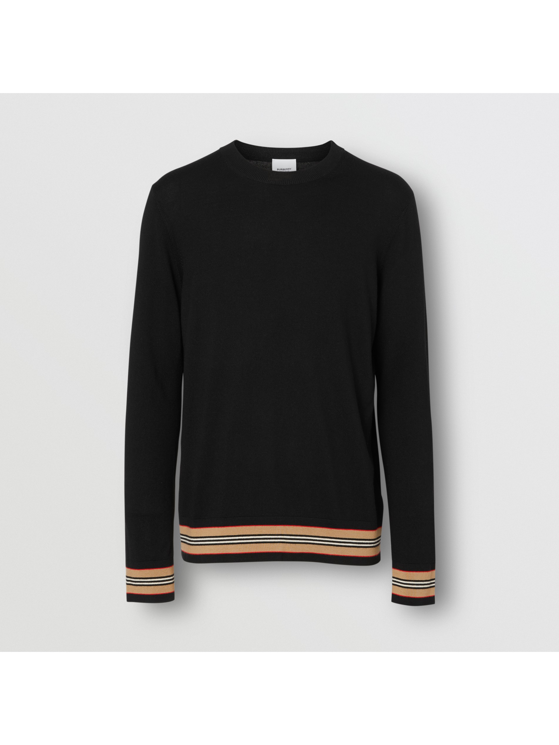 标志性条纹美利奴羊毛针织衫