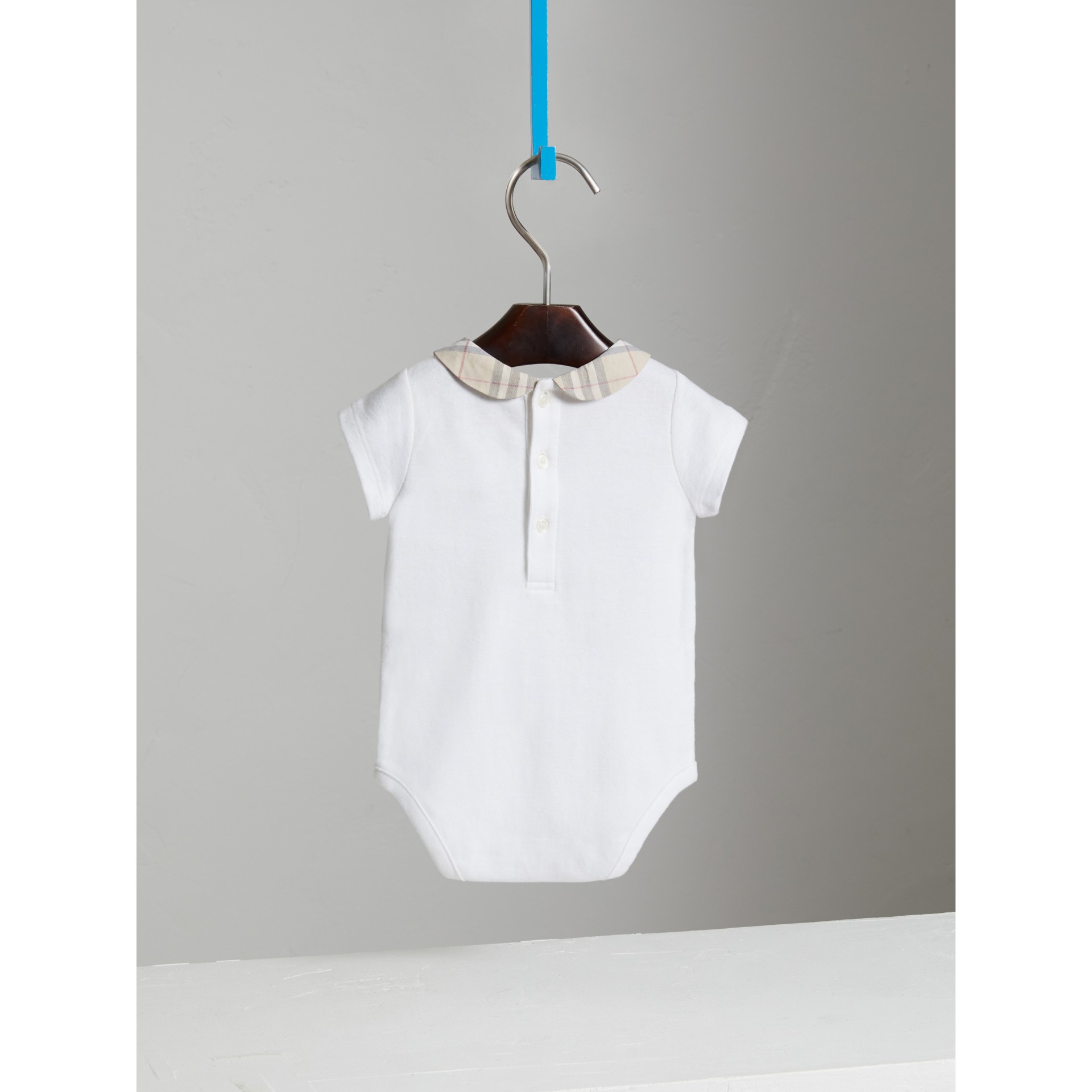 Check Collar Bodysuit in White Burberry United States