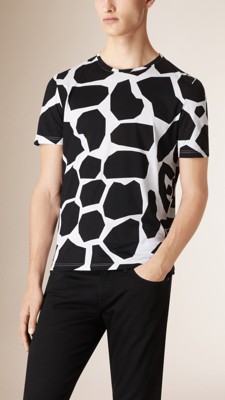 Angular Animal Print Cotton T-Shirt