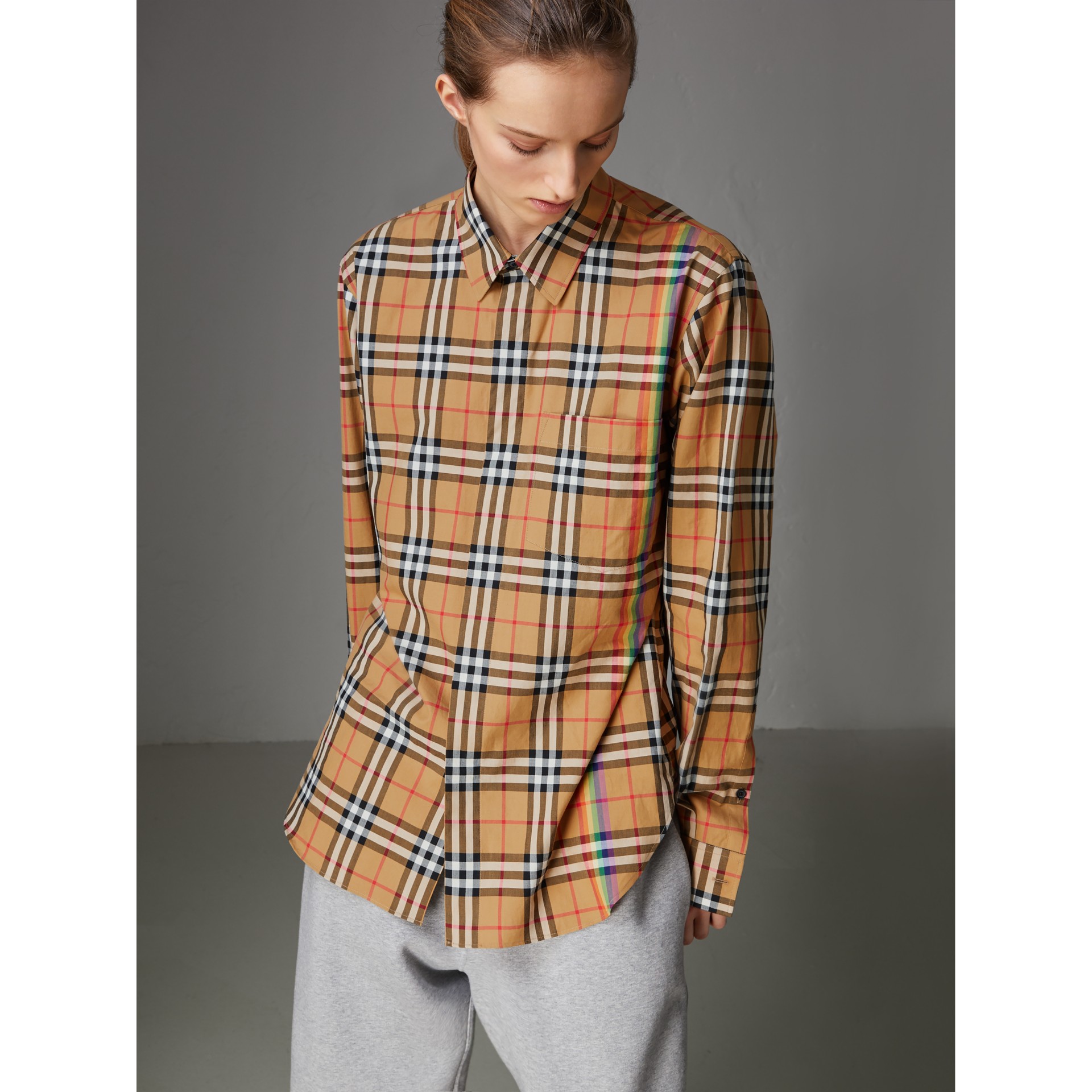 Rainbow Vintage Check Cotton Shirt in Antique Yellow - Women | Burberry ...