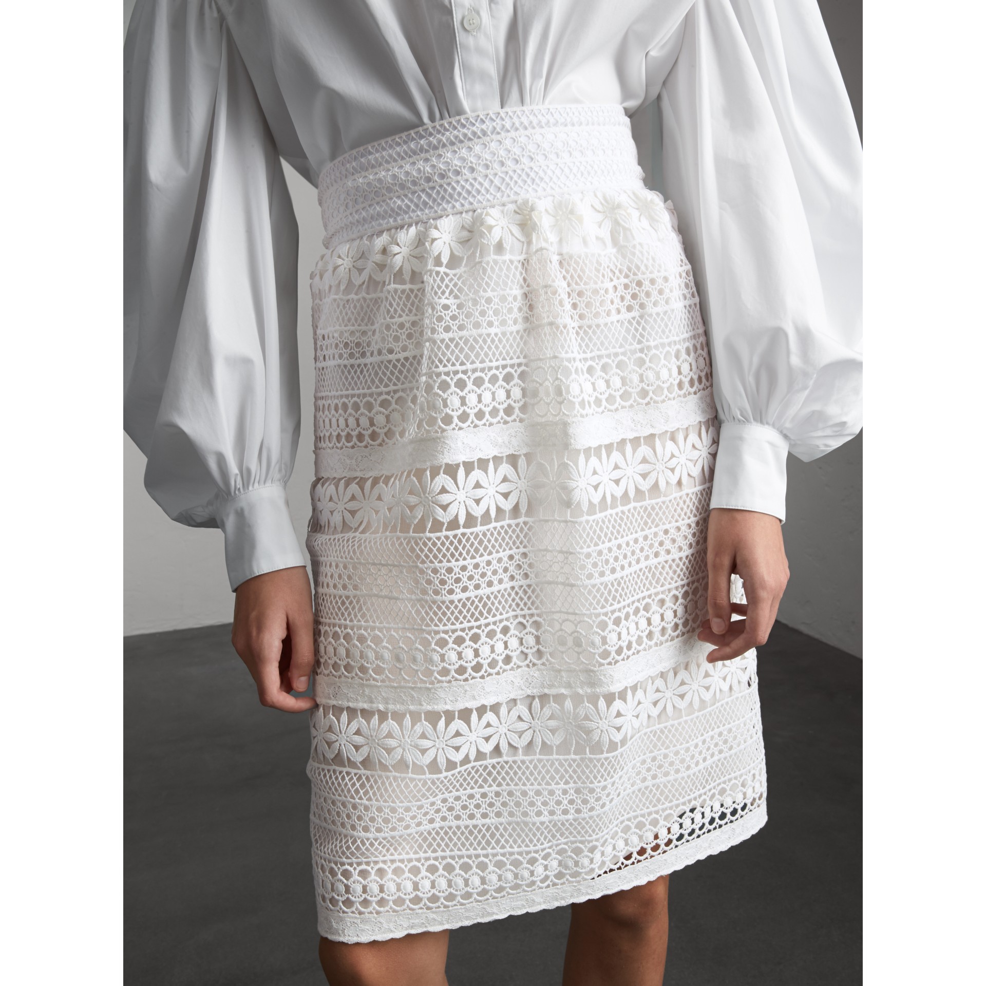 Macramé Lace Skirt in White | Burberry United States