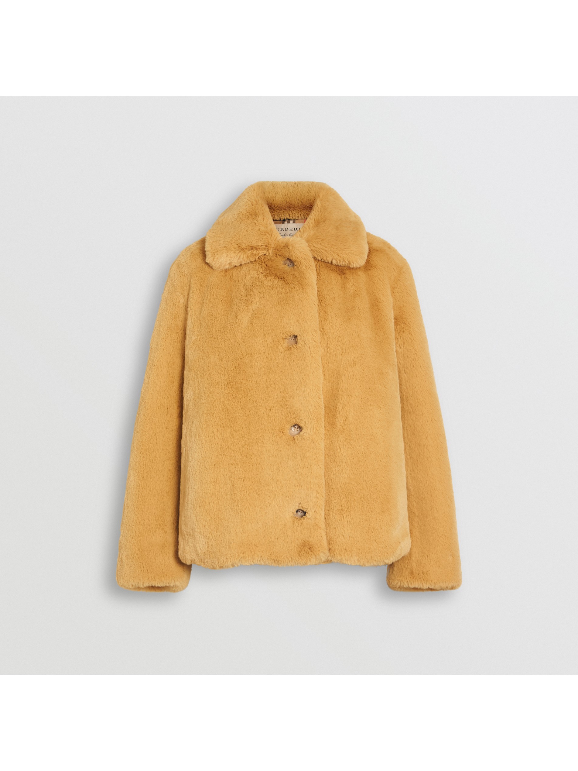 ochre yellow faux fur single-breasted jacket image31