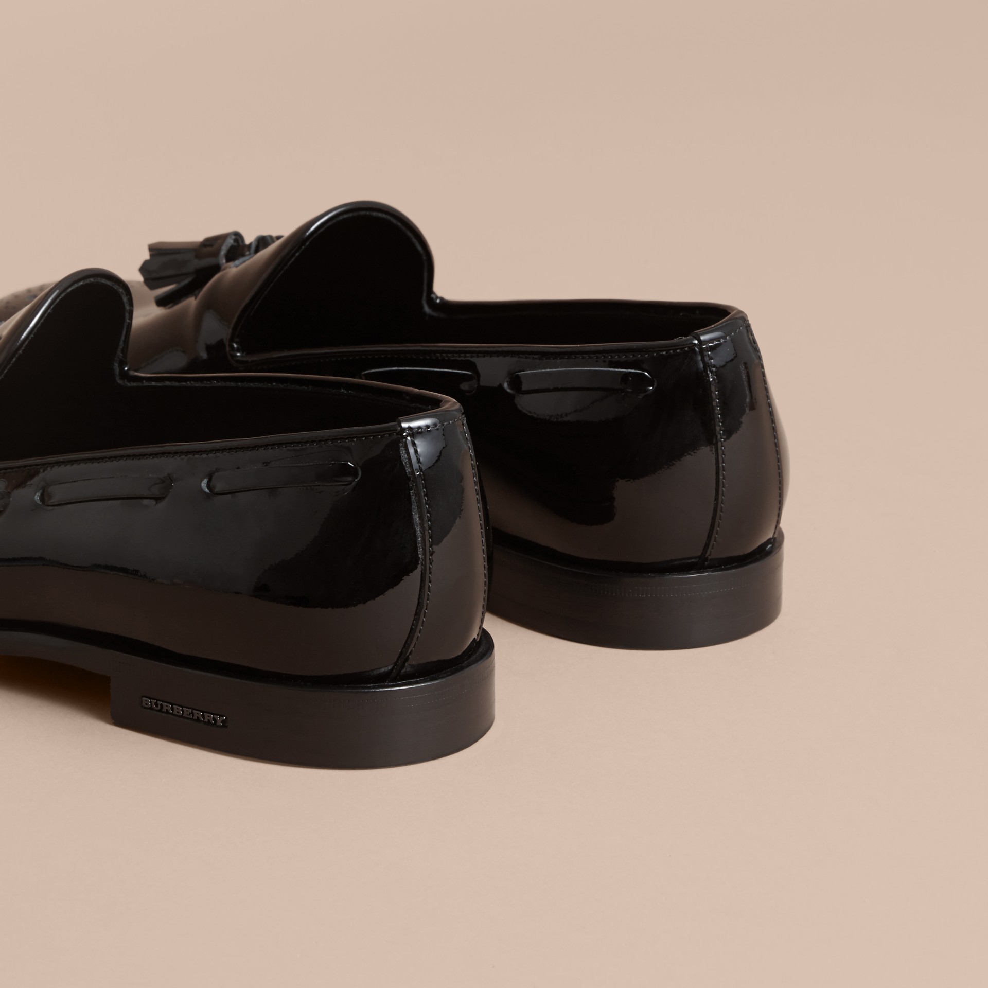 Tasselled Patent Leather Loafers in Black | Burberry United States