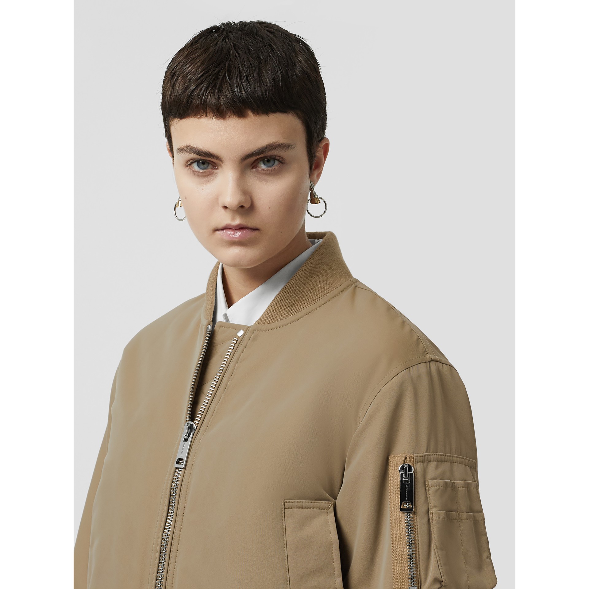 Union Jack Motif Nylon Bomber Jacket in Honey Women Burberry United