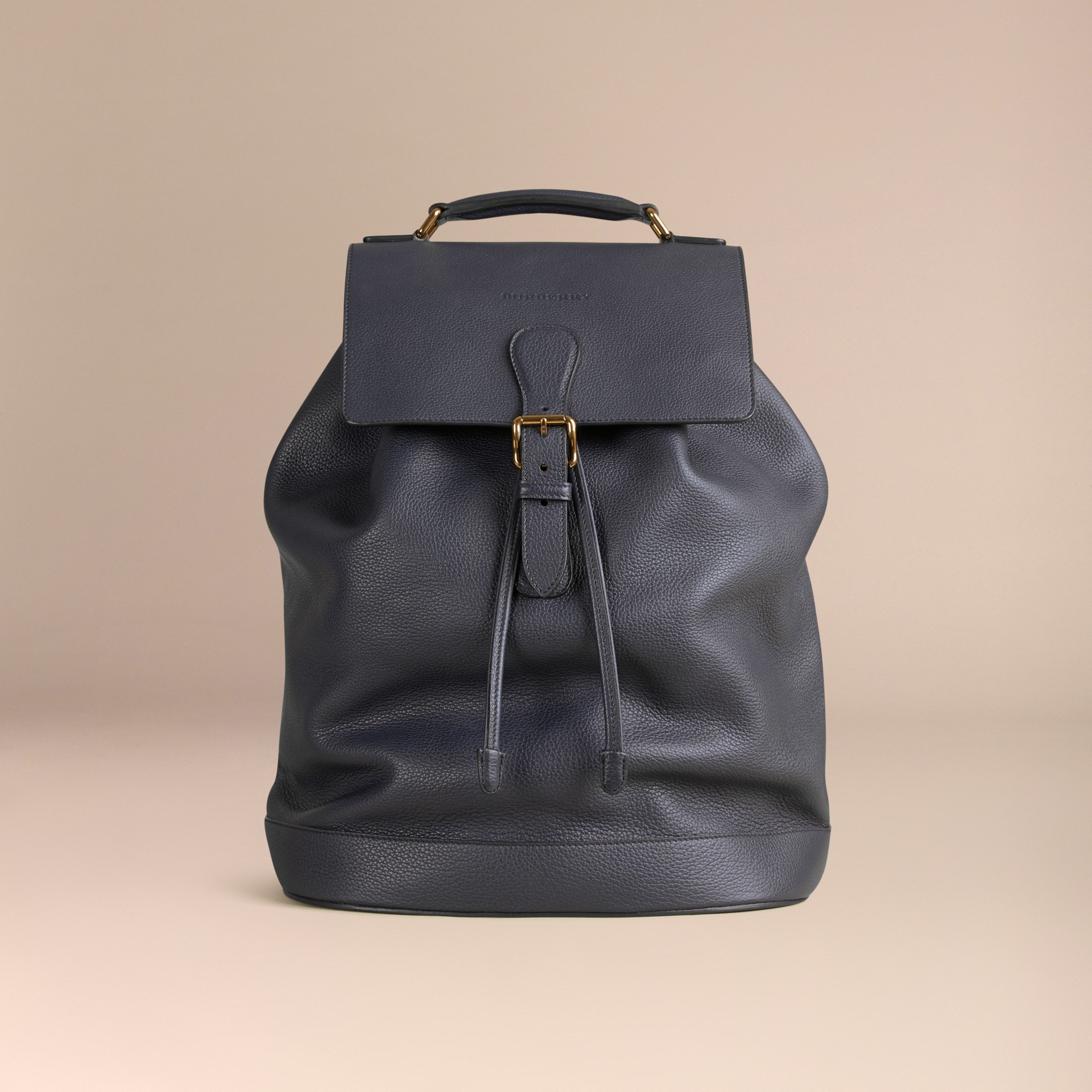 Grainy Leather Backpack Dark Pewter Blue | Burberry
