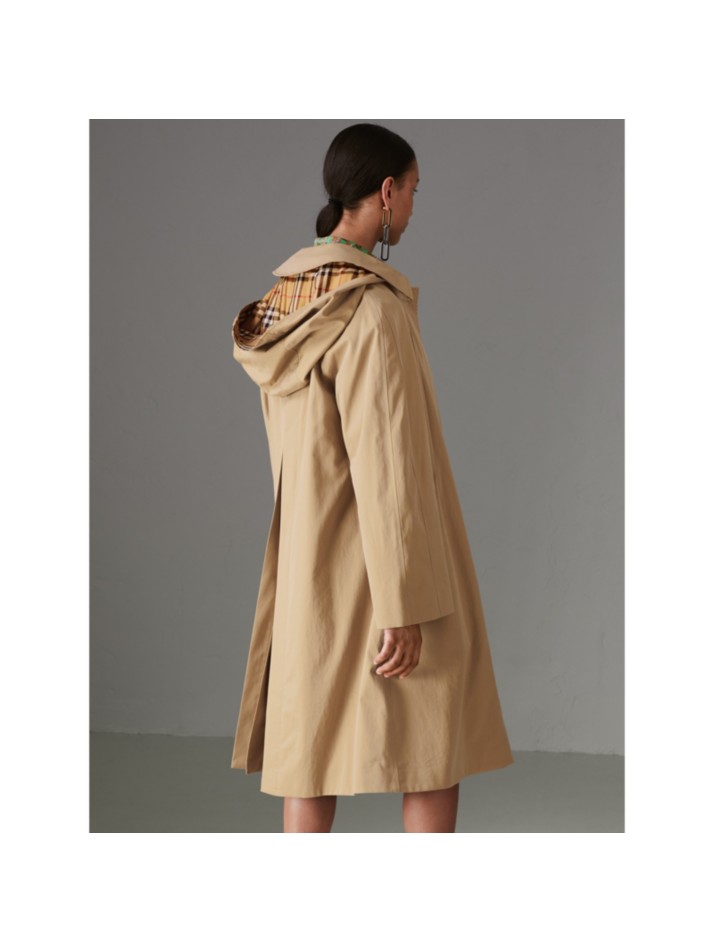 detachable hood oversized car coat in honey - women | burberry