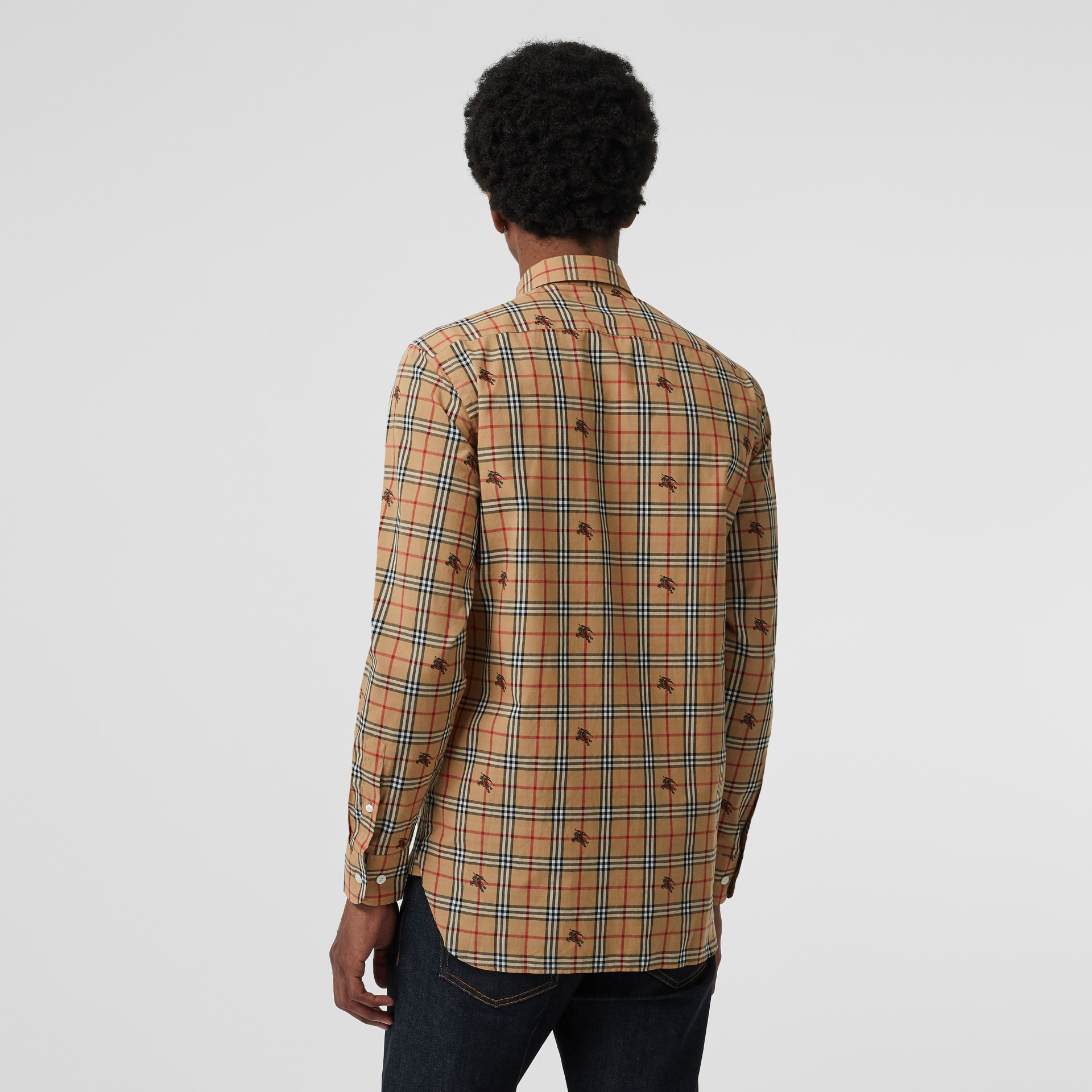 Equestrian Knight Check Cotton Shirt in Camel - Men | Burberry United ...