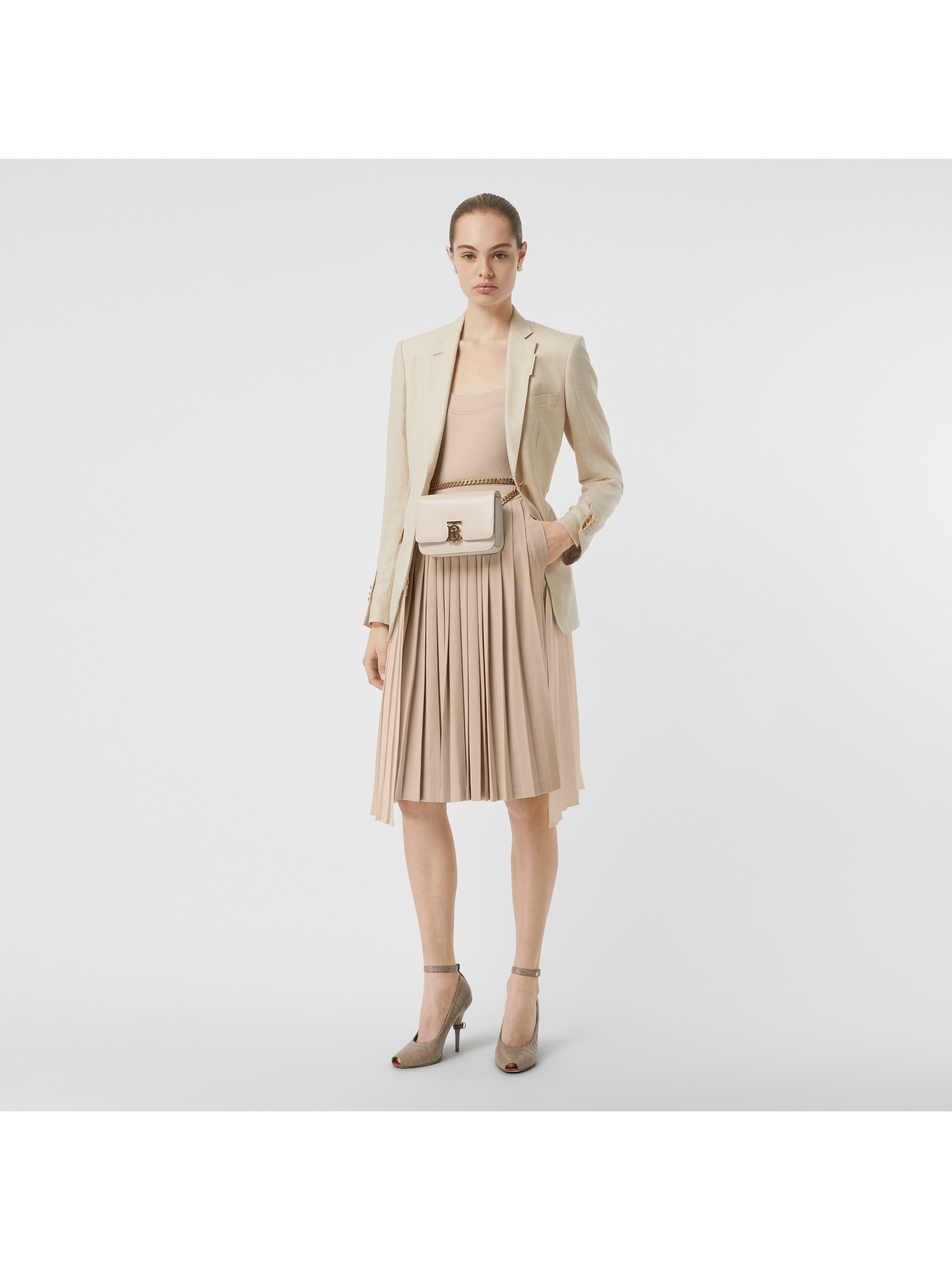 香草色 tb 专属标识束带皮革锁扣包 产品图片11