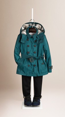 technical detachable hood trench coat