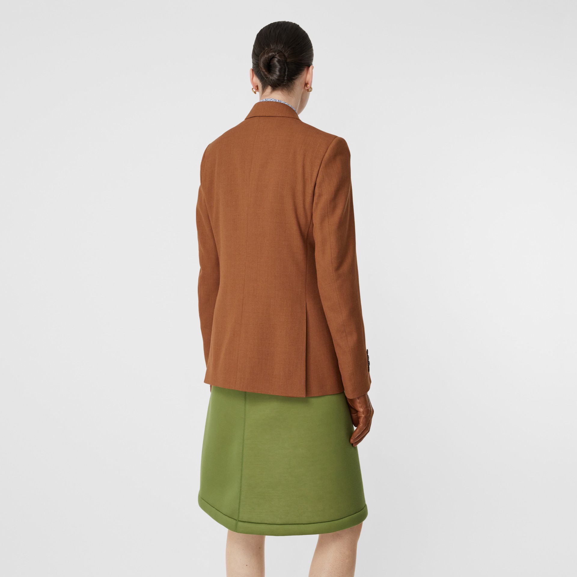 Wool, Silk and Cotton Blazer in Rust - Women | Burberry United States
