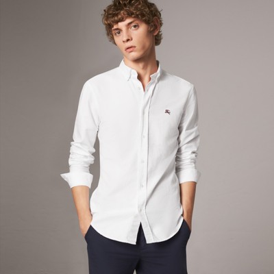 Cotton Oxford Shirt in White - Men 