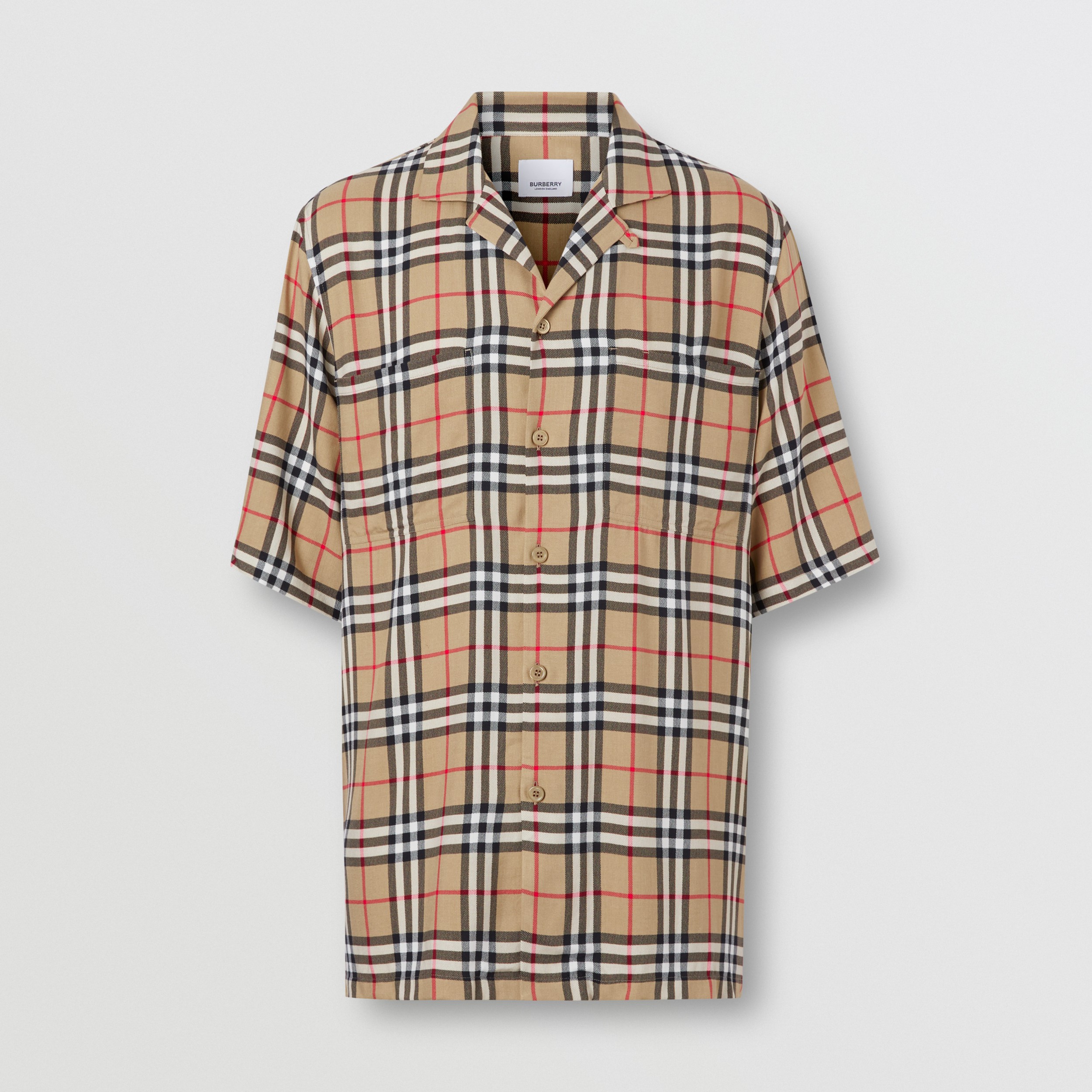 Short-sleeve Vintage Check Twill Shirt in Archive Beige - Men ...
