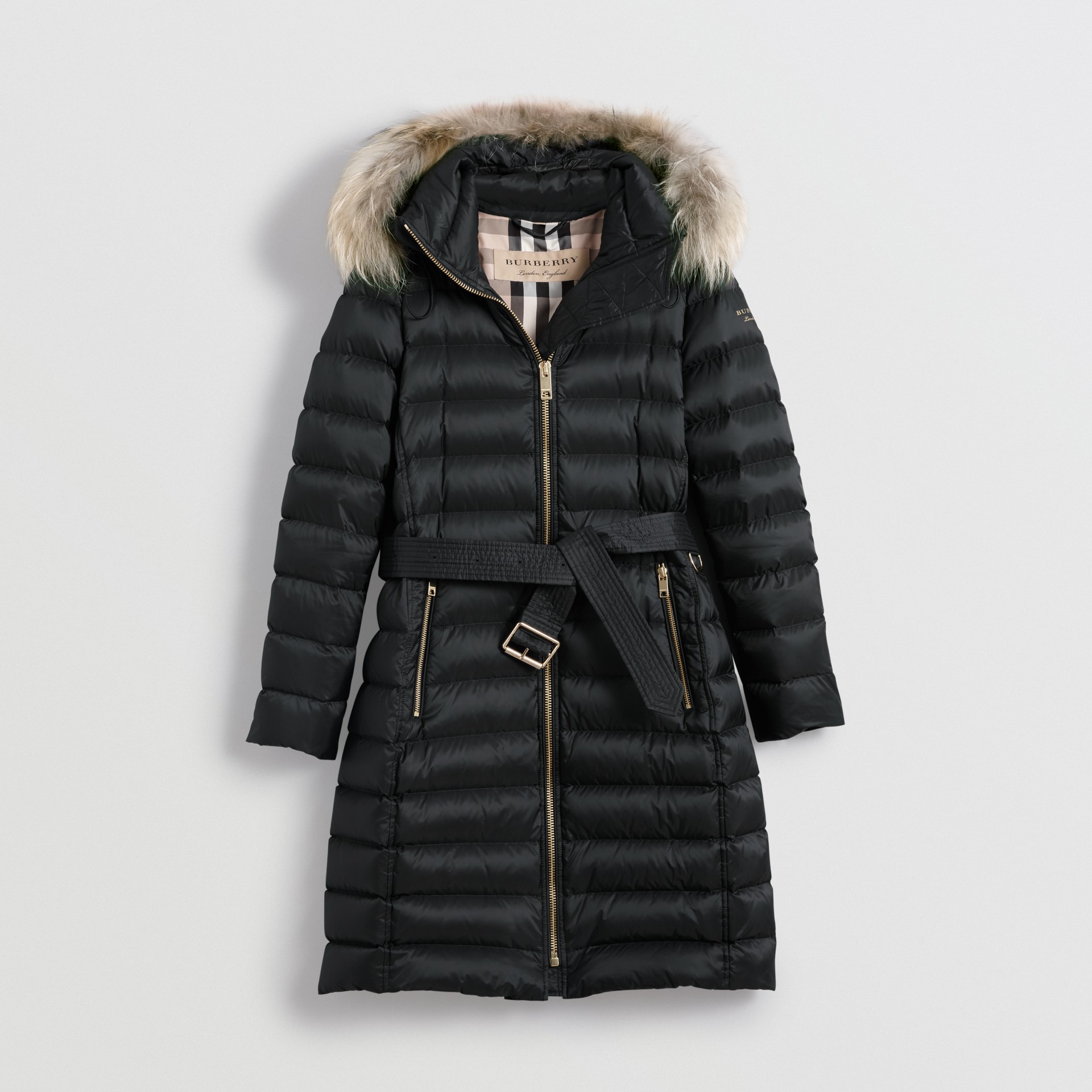 burberry down coat with fur hood