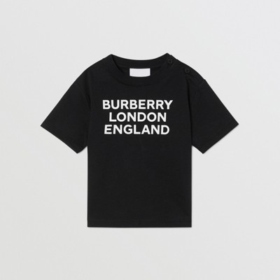 Logo Print Cotton T-shirt in Black - Children | Burberry® Official