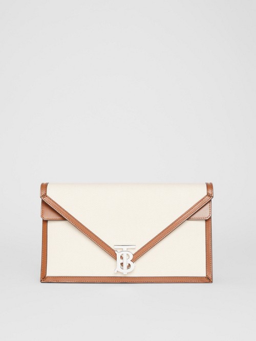 BURBERRY Small Canvas and Leather TB Envelope Clutch