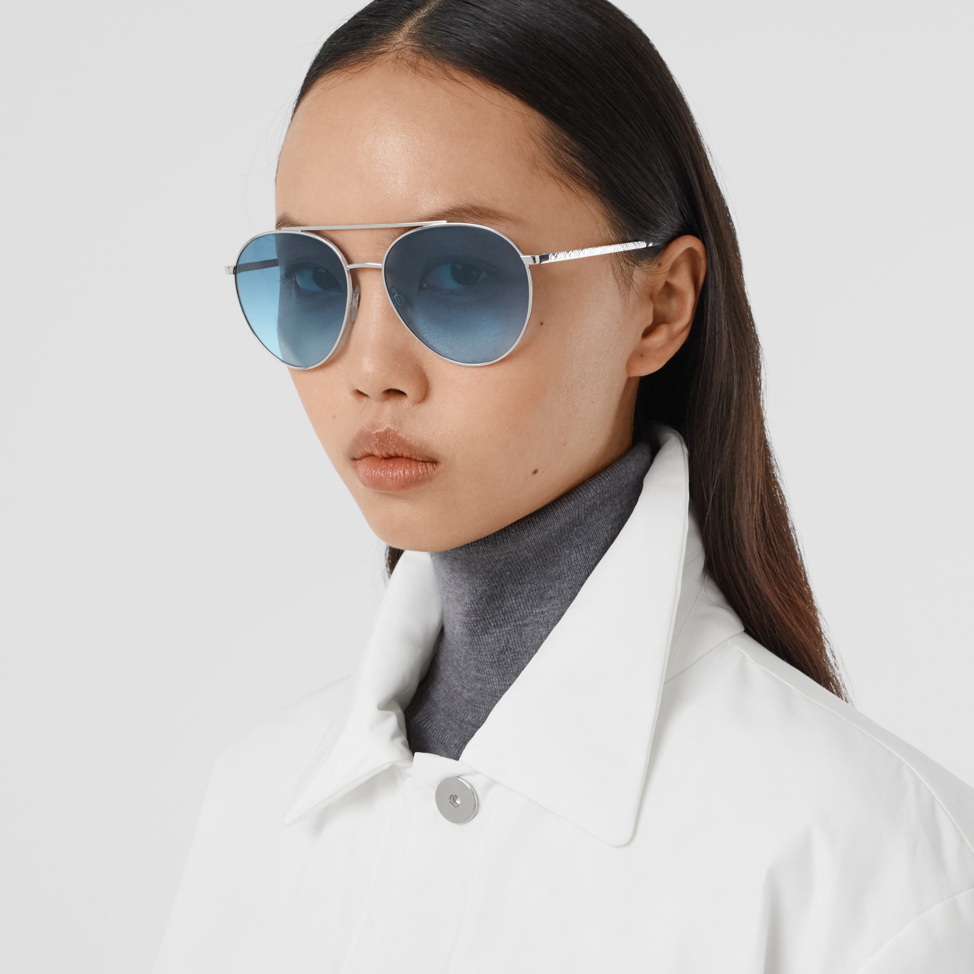 Pilot Sunglasses In Pale Blue Women Burberry United States 