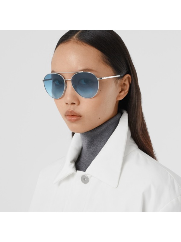 Pilot Sunglasses in Pale Blue - Women | Burberry United States