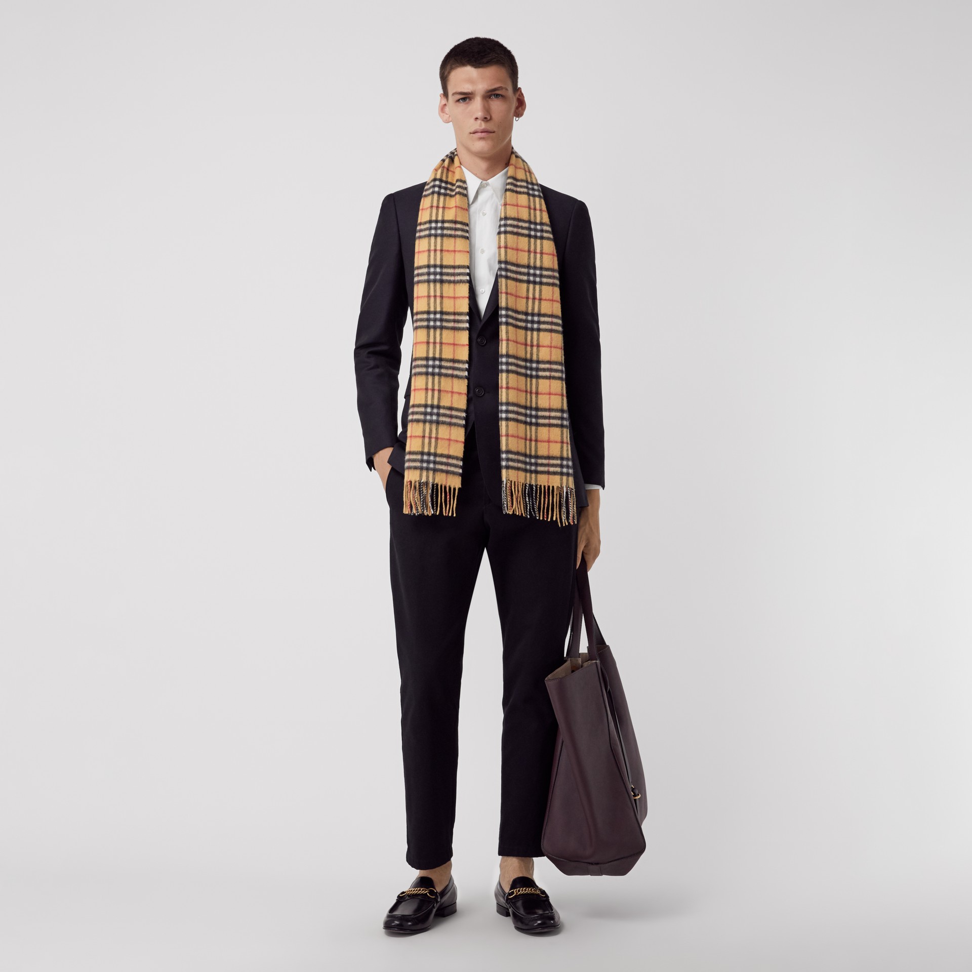 The Classic Vintage Check Cashmere Scarf In Antique Yellow | Burberry  United States