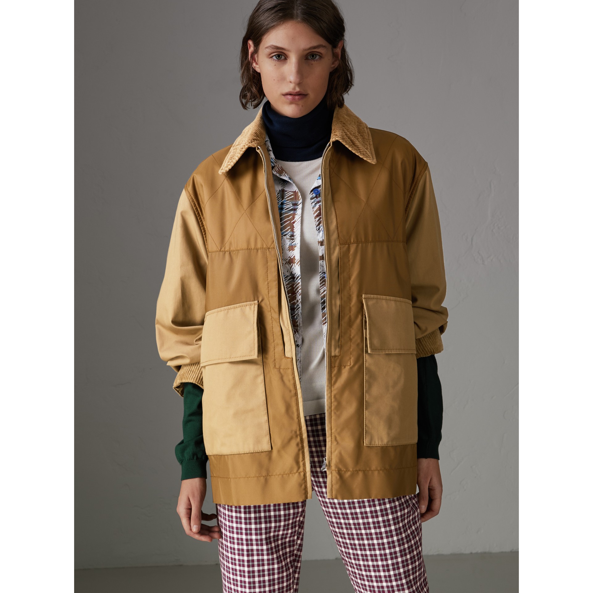 Quilted Panel Cotton Blend Jacket in Camel - Women | Burberry United States