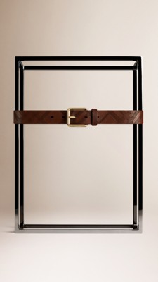 Auburn Embossed Check Leather Belt - Image 2