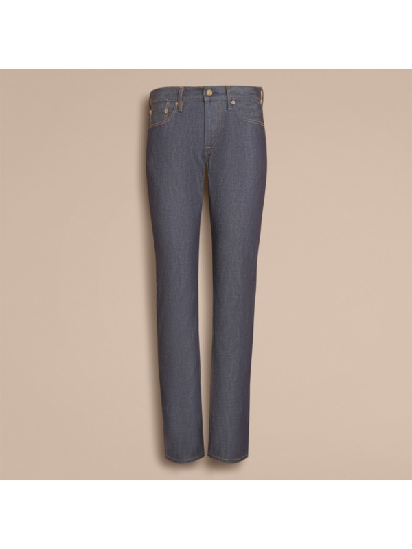 Straight Fit Deep Indigo Jeans in Mid - Men | Burberry United States