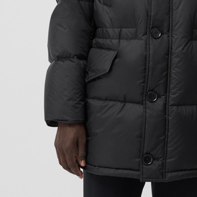burberry logo detail hooded puffer coat