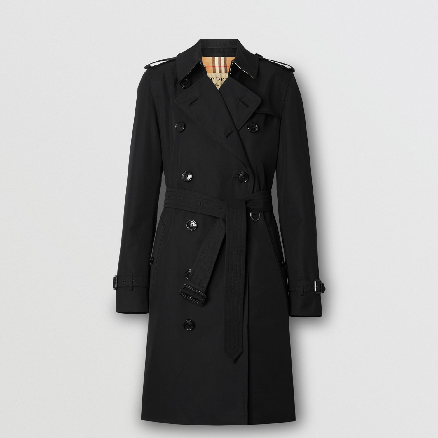The Kensington - Trench coat Heritage médio (Preto) - Mulheres | Burberry® oficial