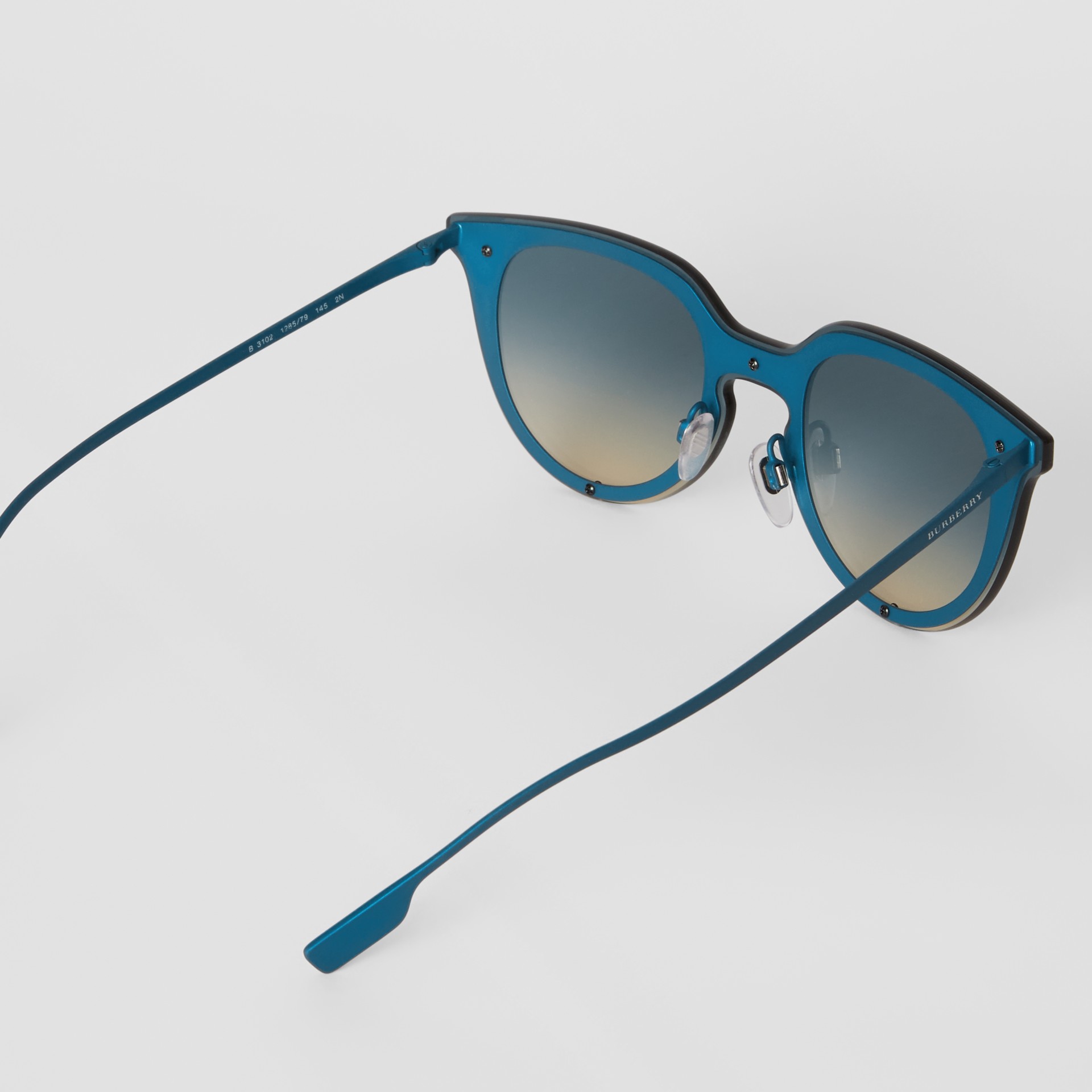 Keyhole Round Frame Shield Sunglasses in Blue Women Burberry United