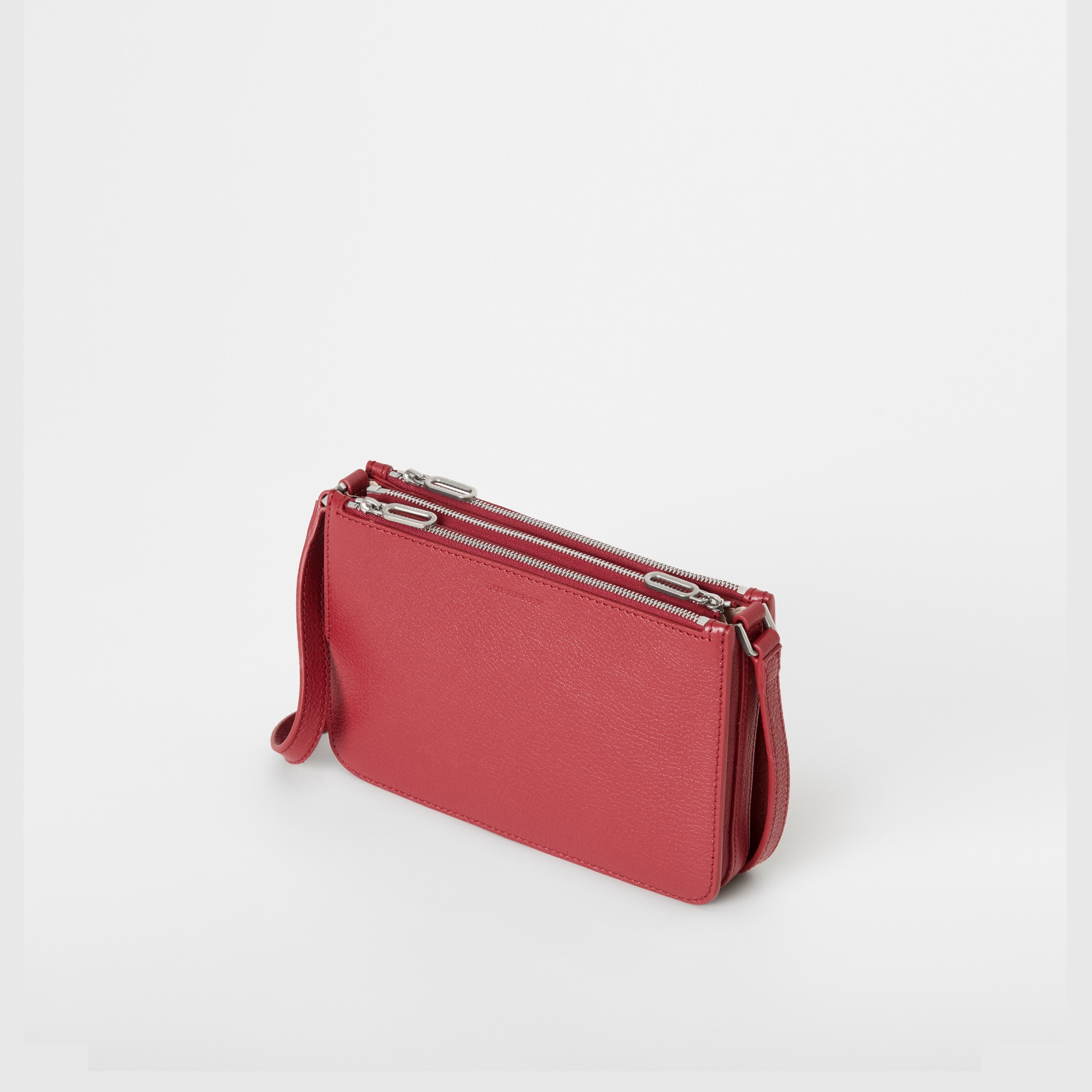 Triple Zip Grainy Leather Crossbody Bag in Crimson Women Burberry