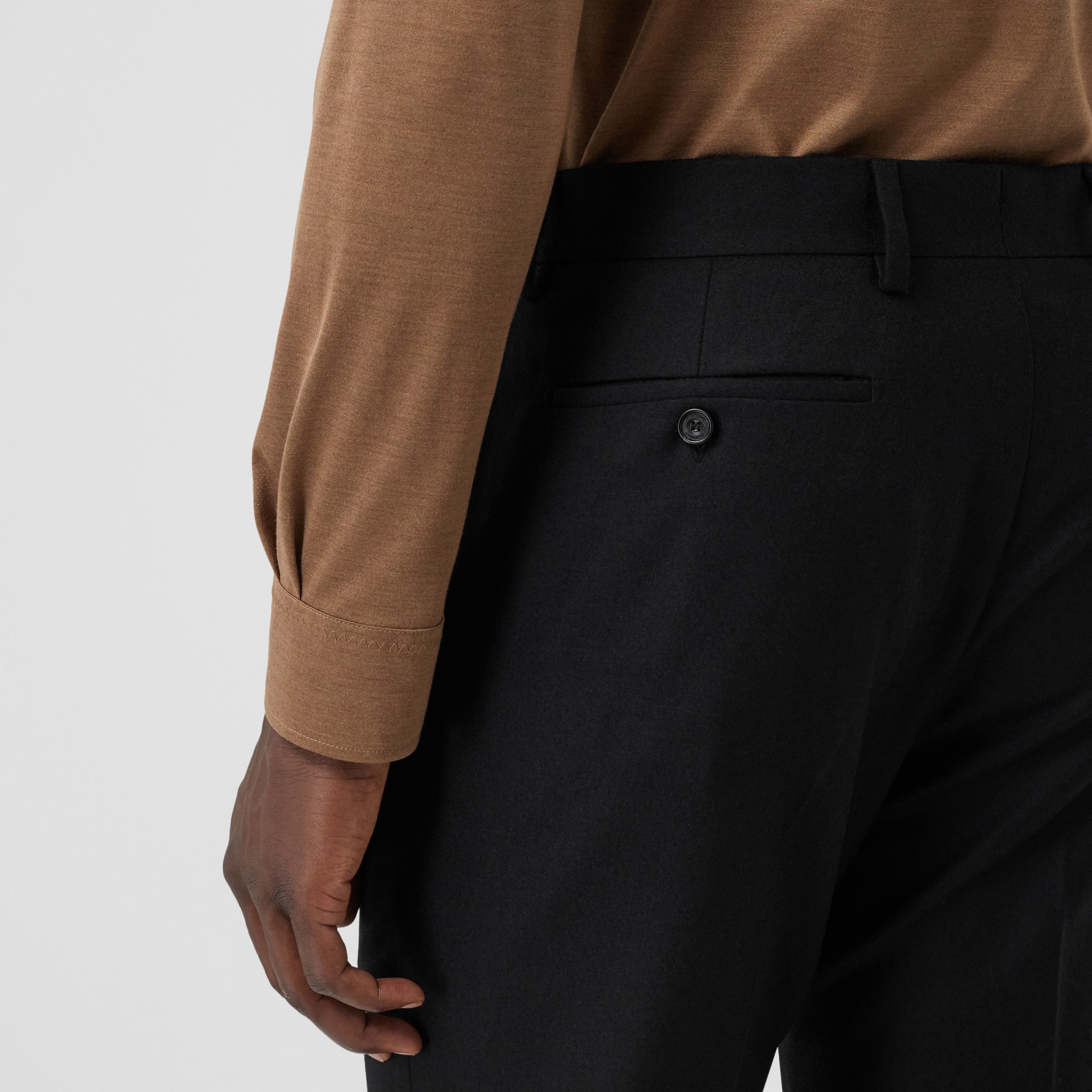Classic Fit Wool Flannel Tailored Trousers in Black - Men | Burberry ...