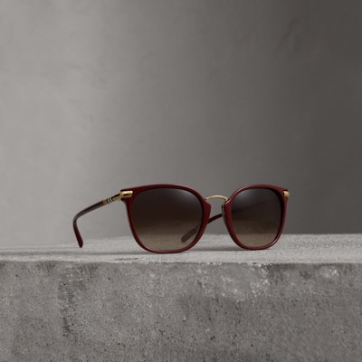 check detail square frame sunglasses