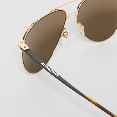 Top Bar Detail Pilot Sunglasses in Gold 